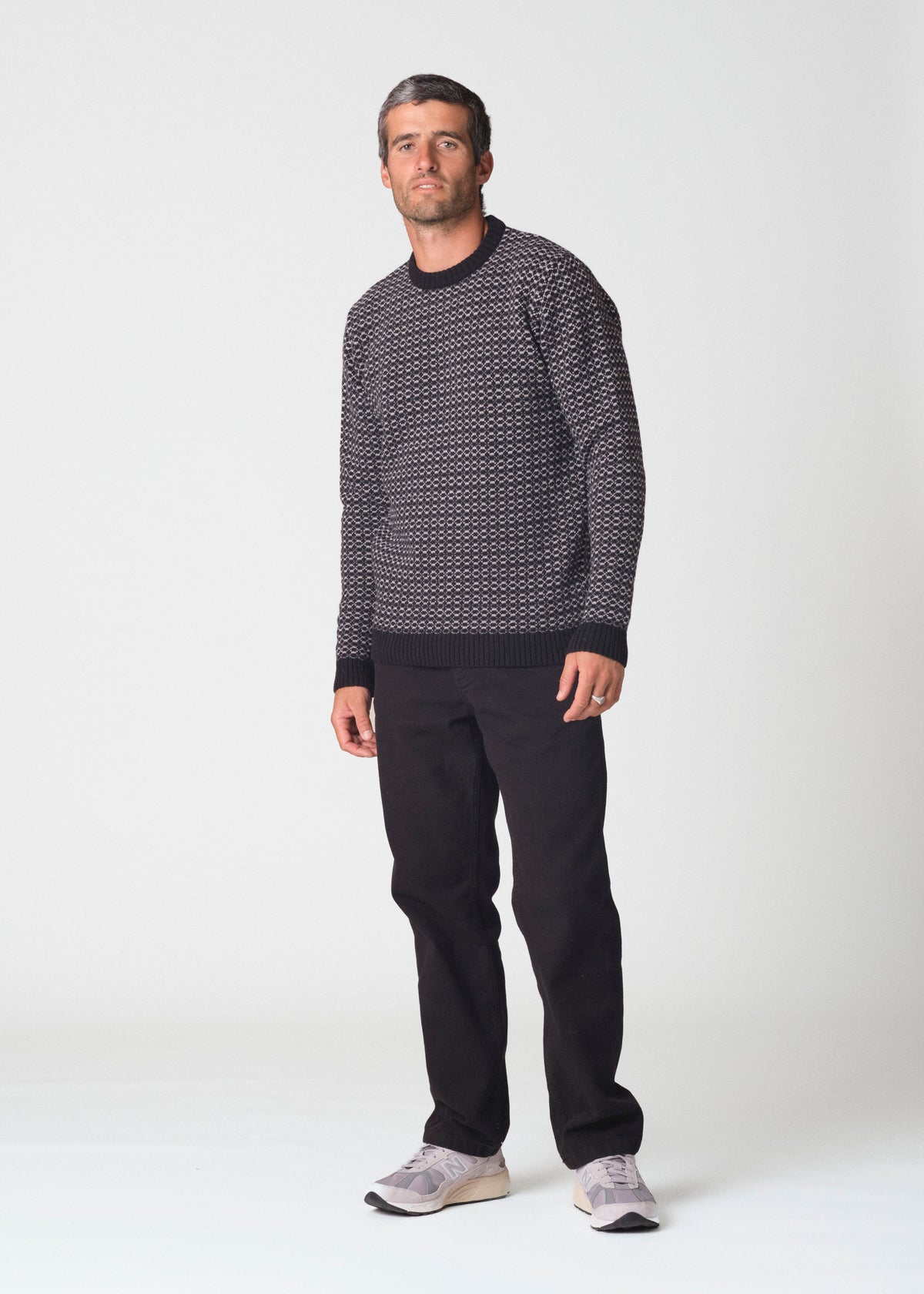 Klitmøller Collective ApS Asger knit Knitted sweaters Black/light grey/pastel grey