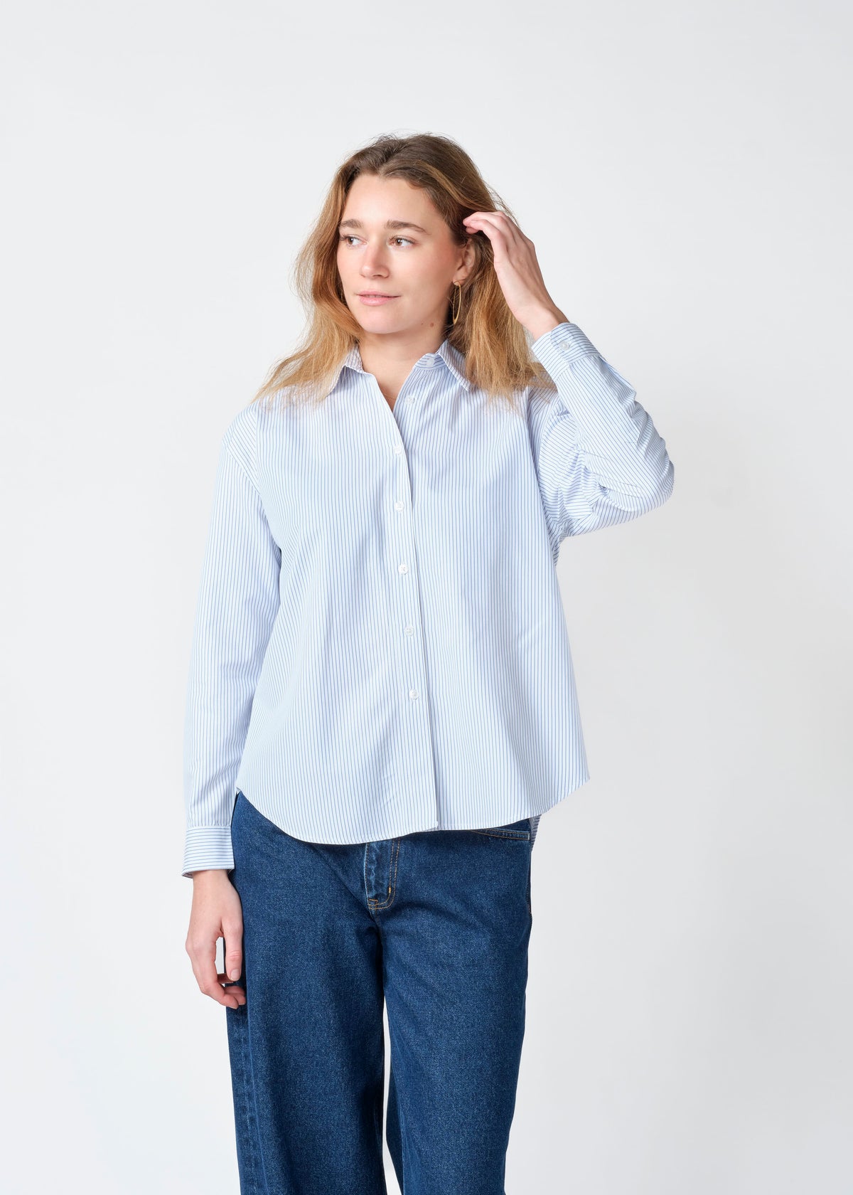 Klitmøller Collective ApS Isolde shirt GOTS Shirts White/surf blue