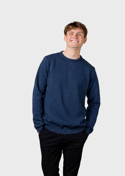 Mens basic cotton knit Deep blue