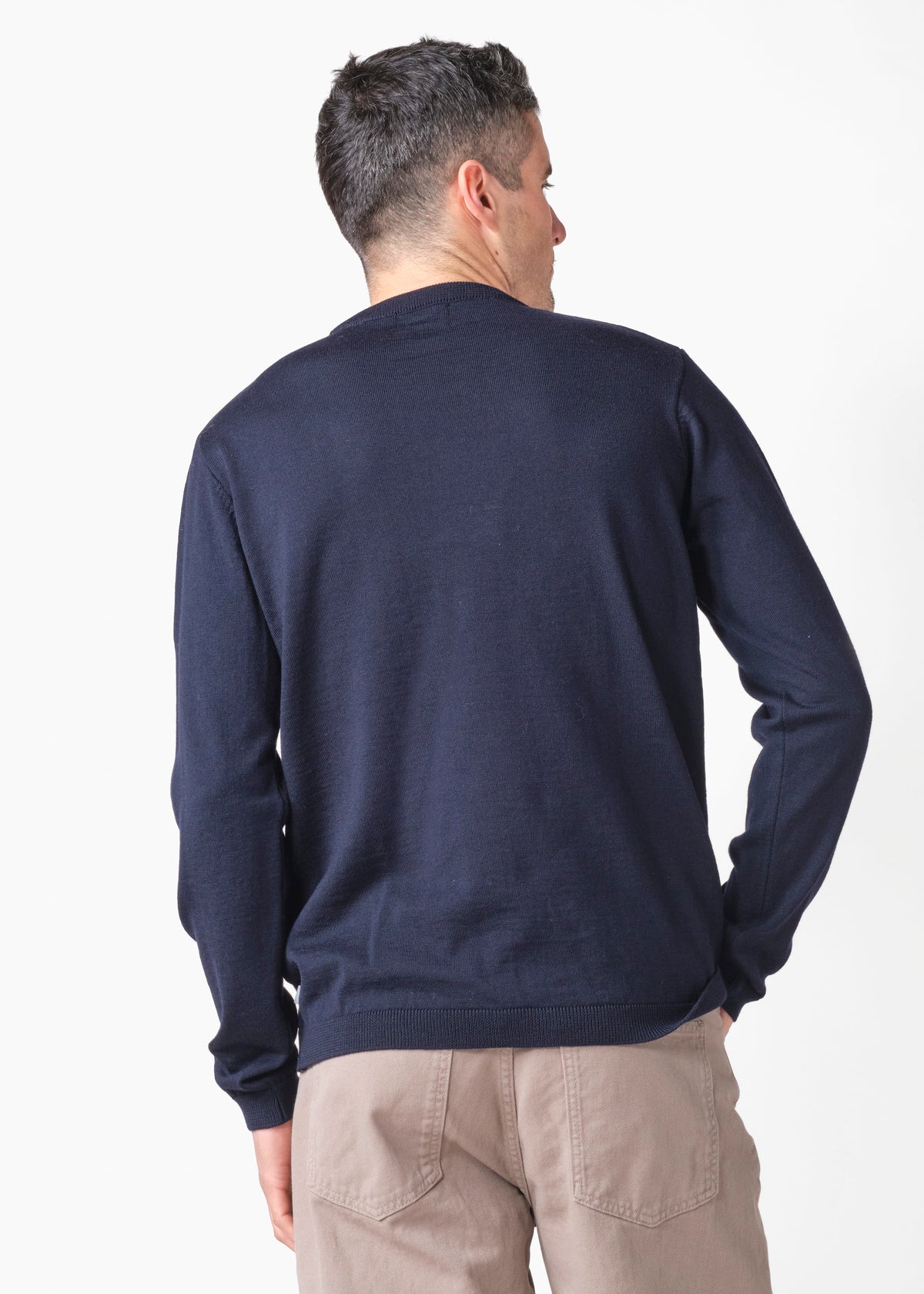 Klitmøller Collective ApS Mens basic merino knit Knitted sweaters Navy