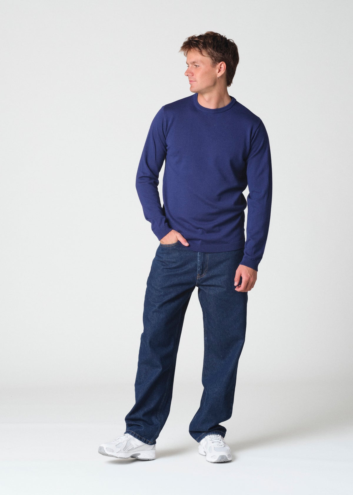 Klitmøller Collective ApS Mens basic merino knit Knitted sweaters Surf blue