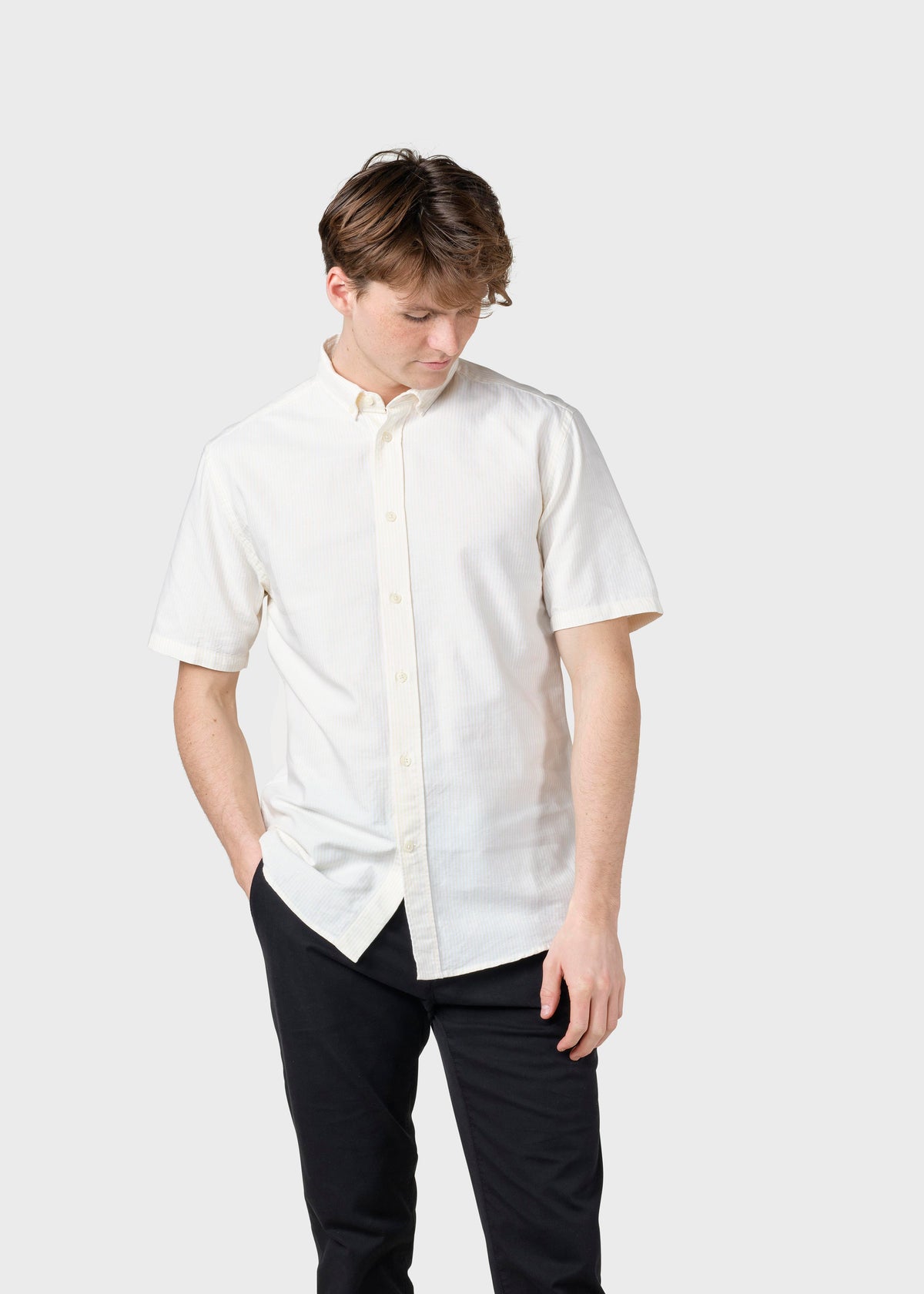 Klitmøller Collective ApS Mikkel striped shirt Shirts White/lemon sorbet