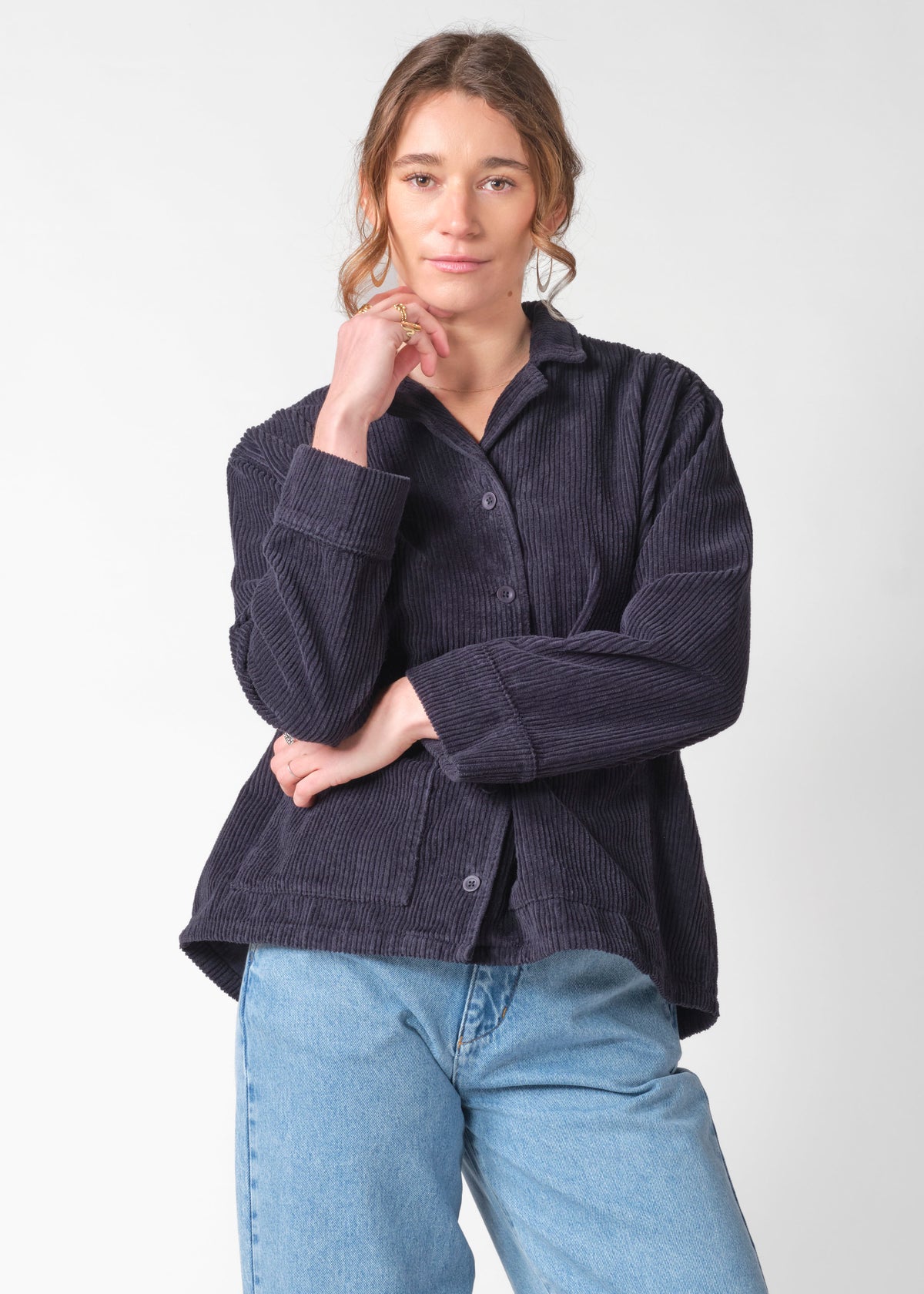 Klitmøller Collective ApS Nille cord overshirt GOTS Jackets Navy