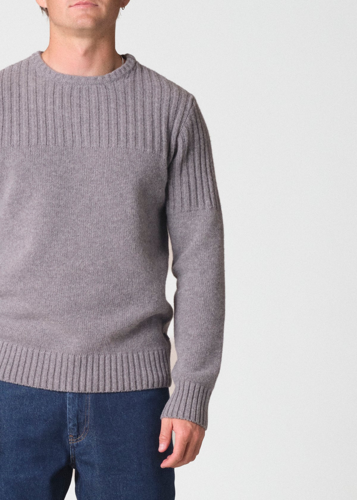 Klitmøller Collective ApS Søren knit Knitted sweaters Light grey