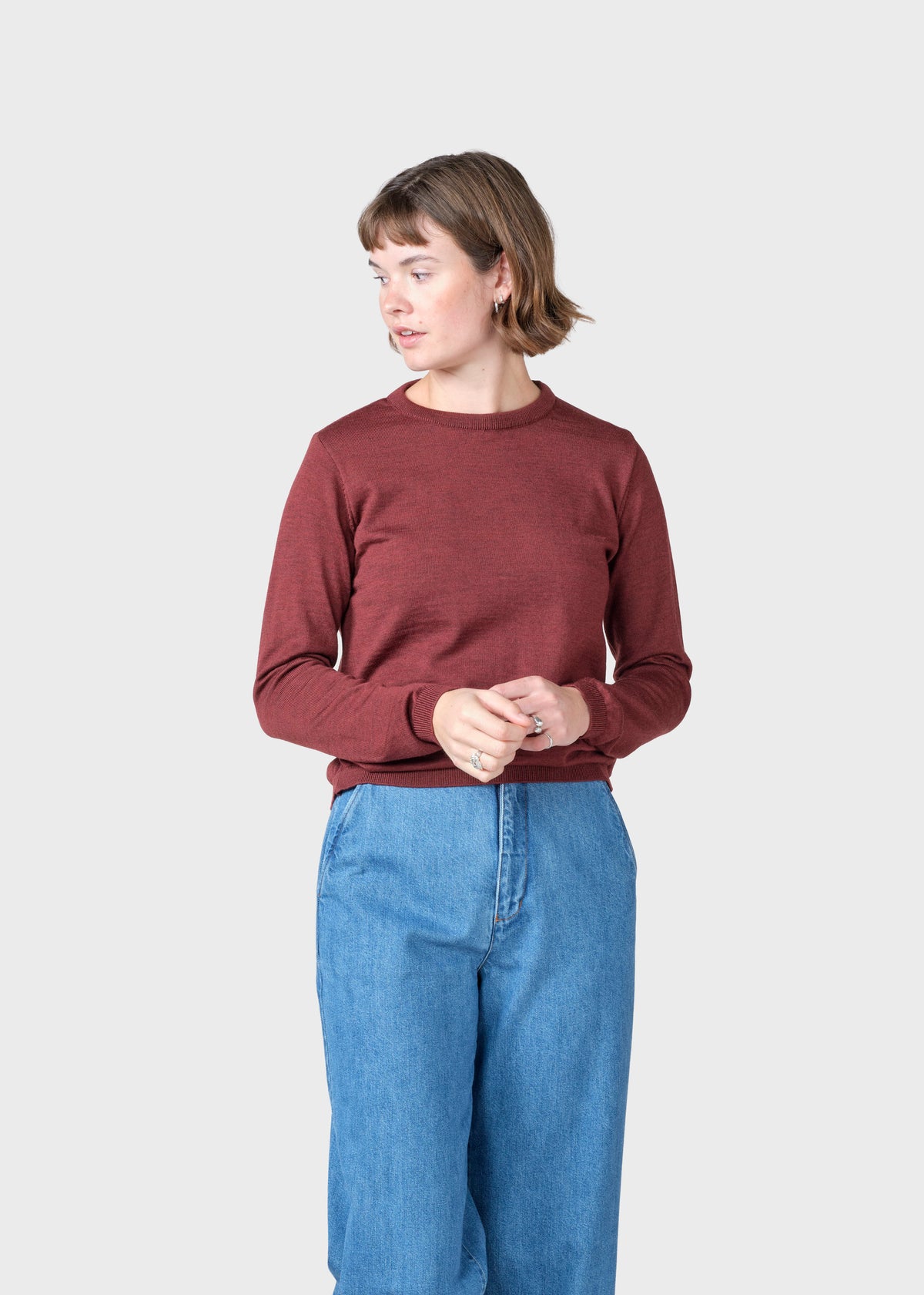 Klitmøller Collective ApS Womens basic merino knit Knitted sweaters Burgundy