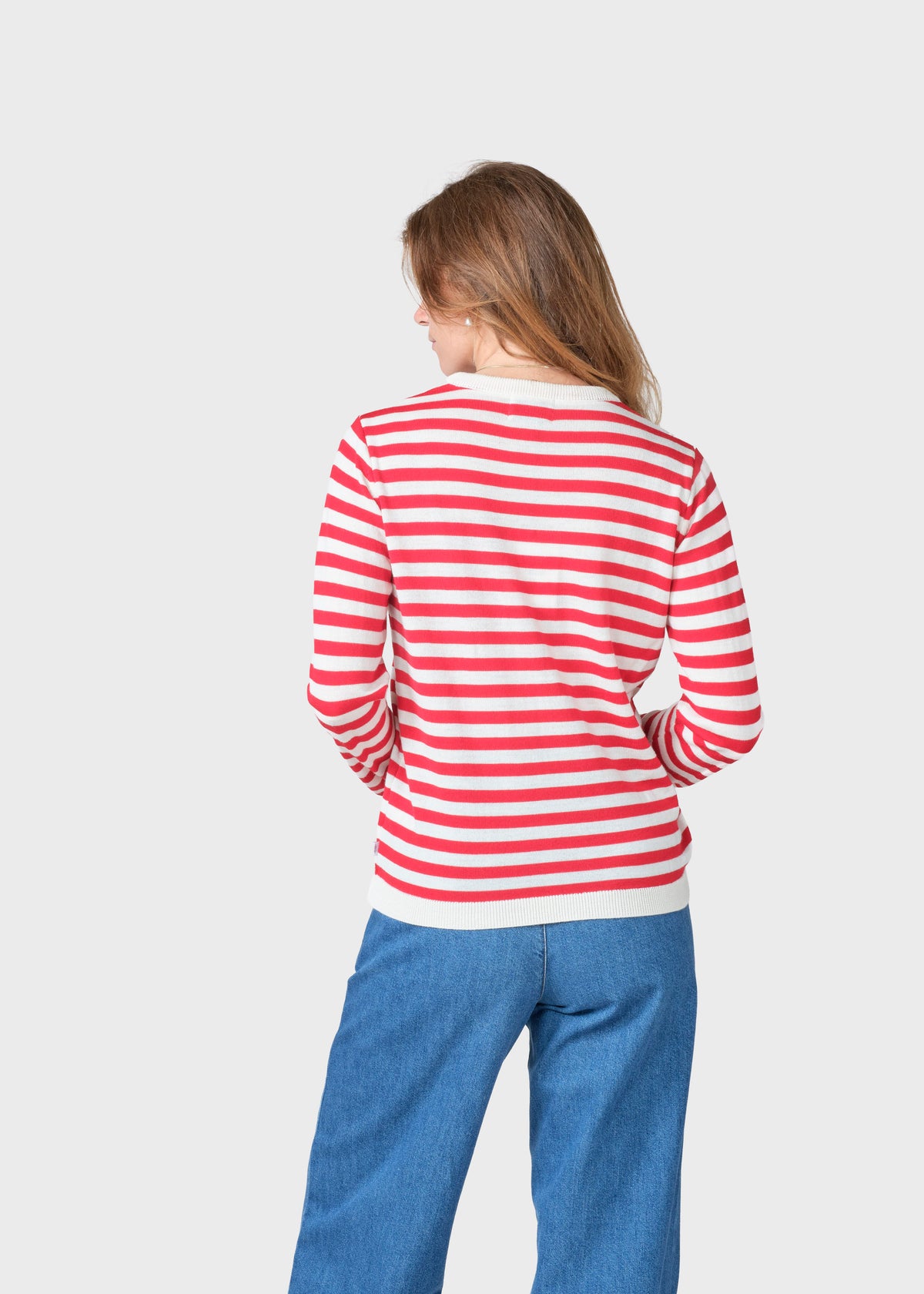 Klitmøller Collective ApS Womens basic stripe merino knit Knitted sweaters Cream/red