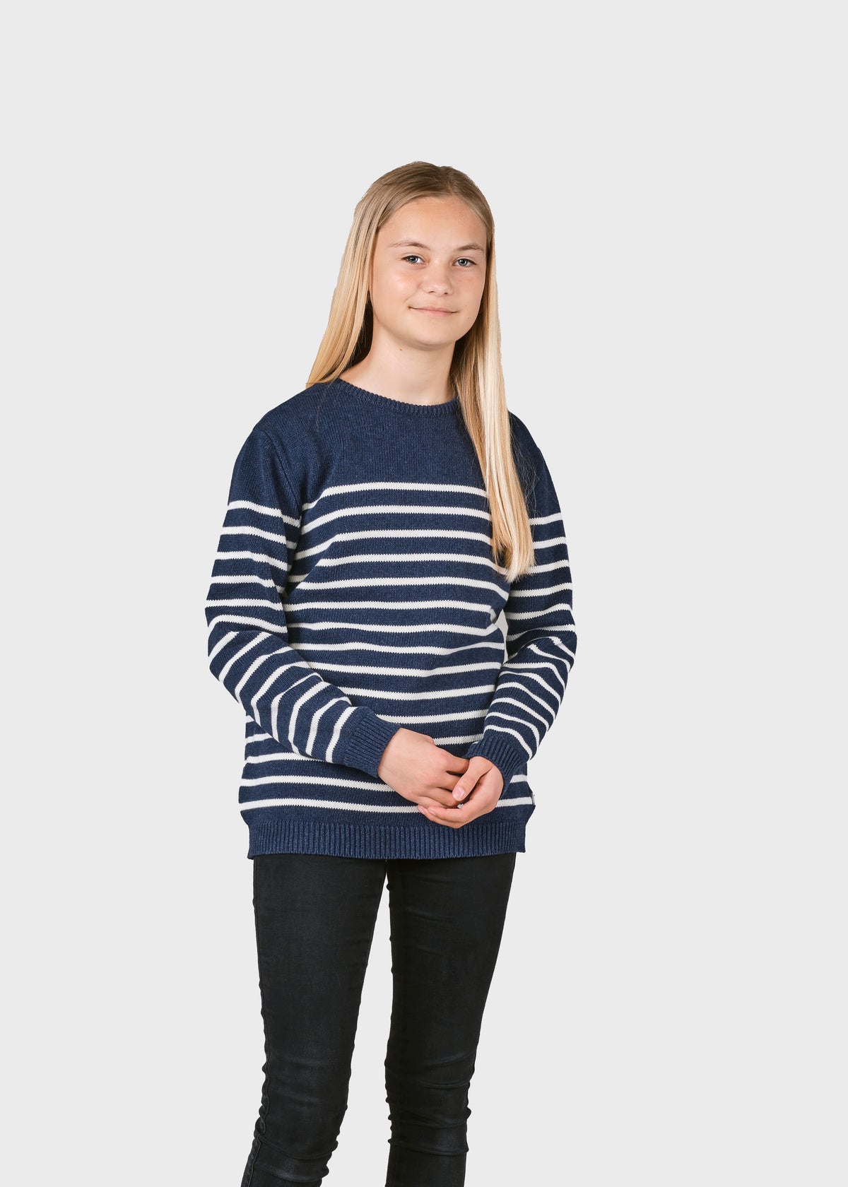 Klitmøller Collective ApS Kids stripe cotton knit Knitted sweaters Ocean/cream