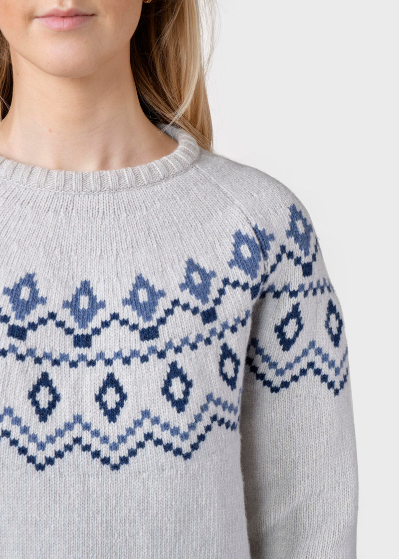 Alina knit - Pastel grey/deep blue/sky blue –