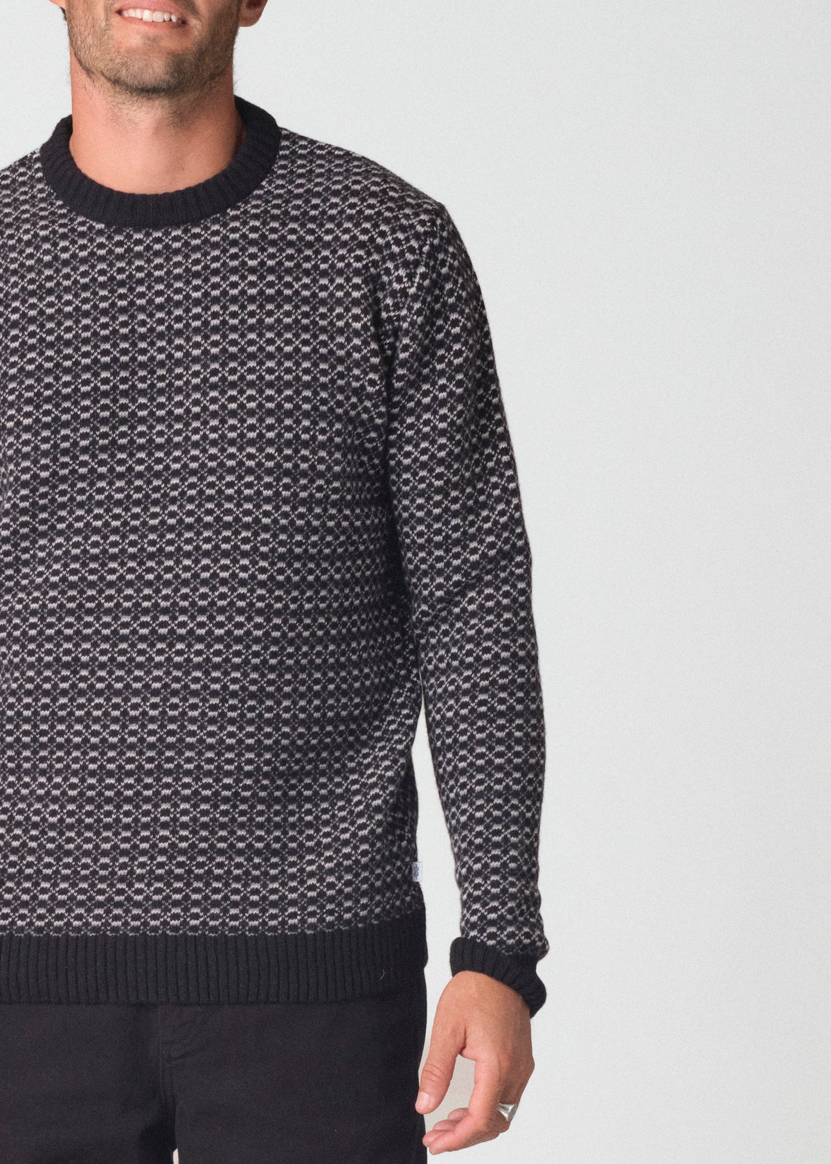 Klitmøller Collective ApS Asger knit Knitted sweaters Black/light grey/pastel grey