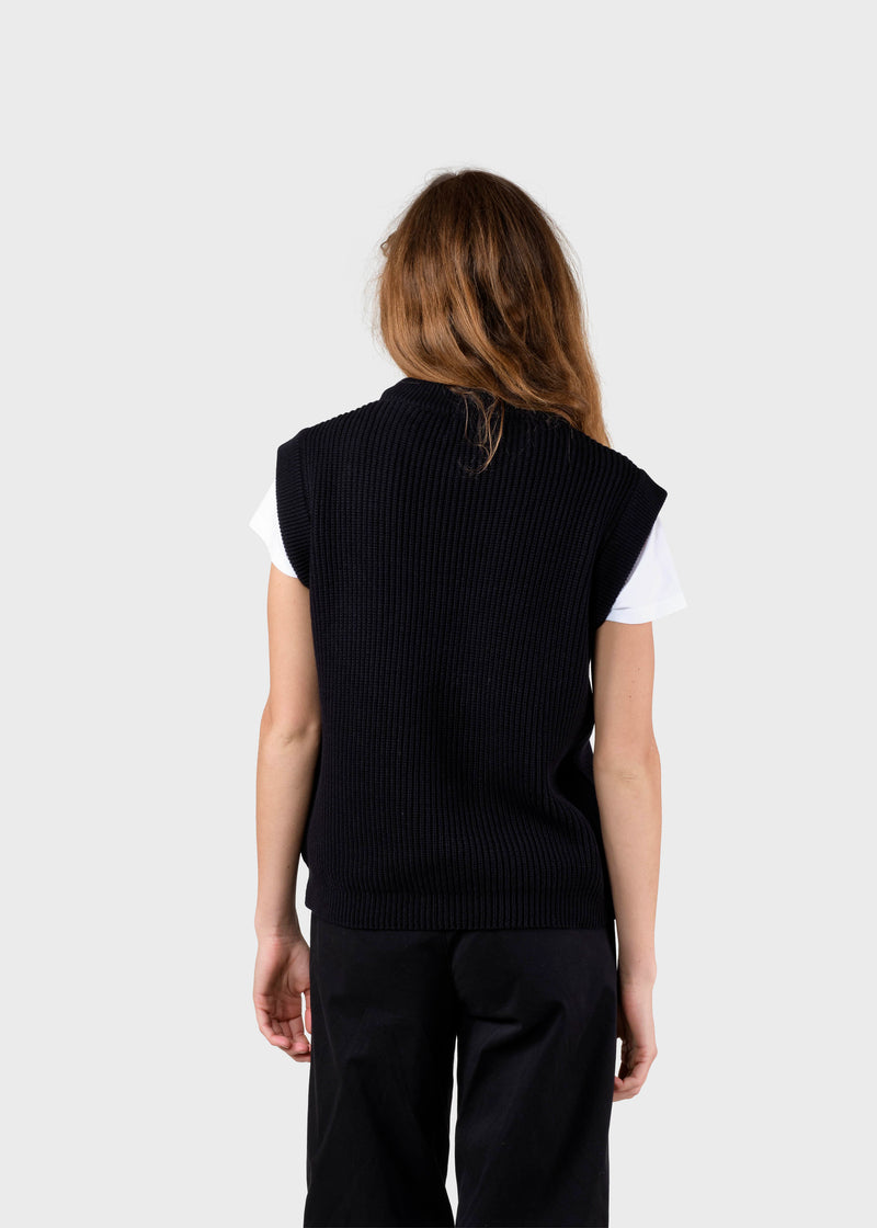 Black Knitted Cotton Sweater Vest