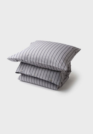 Klitmøller Collective Home Bed set - Striped - 140 x 220 + 60 x 70 Textiles Pastel grey/navy