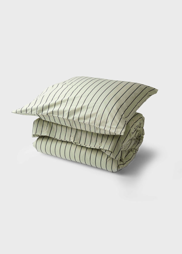 Klitmøller Collective Home Bed set - Striped - 140 x 220 + 60 x 70 Textiles Sage/navy