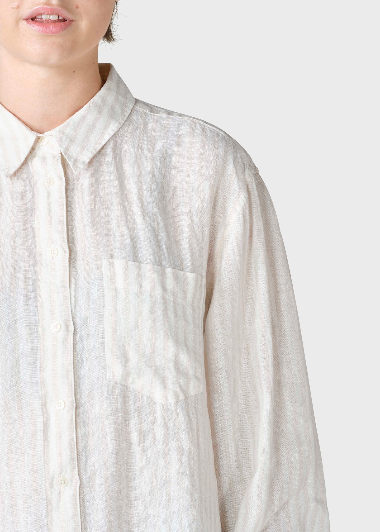 white christmas dresses Cream Long Sleeve Linen Shirt main image 1