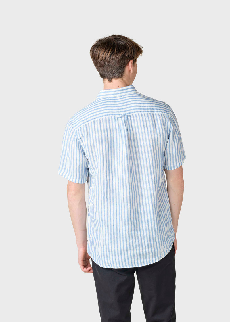 Klitmøller Collective ApS Dennis short striped shirt Shirts Cream/light blue