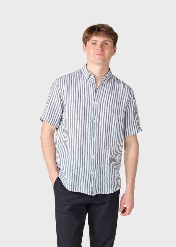Klitmøller Collective ApS Dennis short striped shirt Shirts Cream/navy