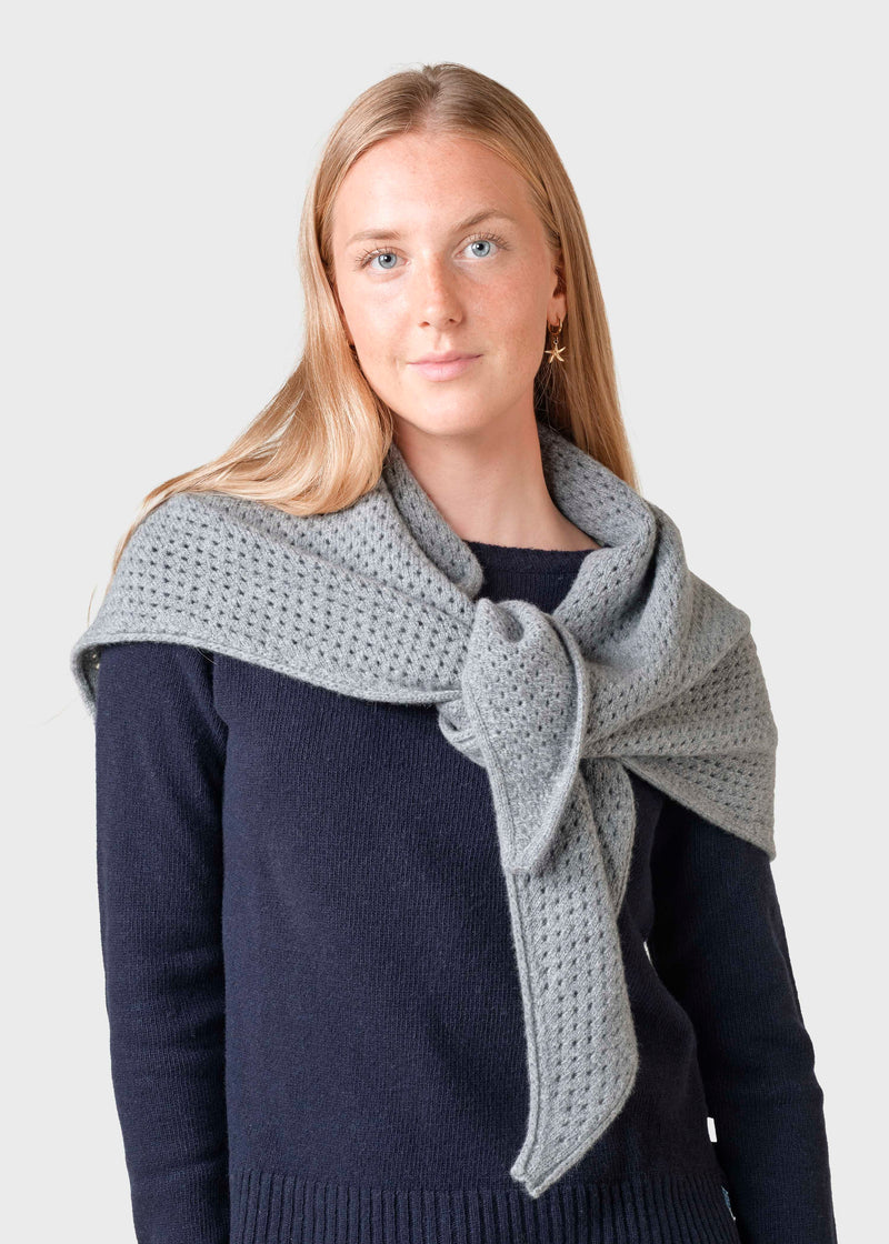 Klitmøller Collective ApS Ester large knit scarf Scarfs Light grey