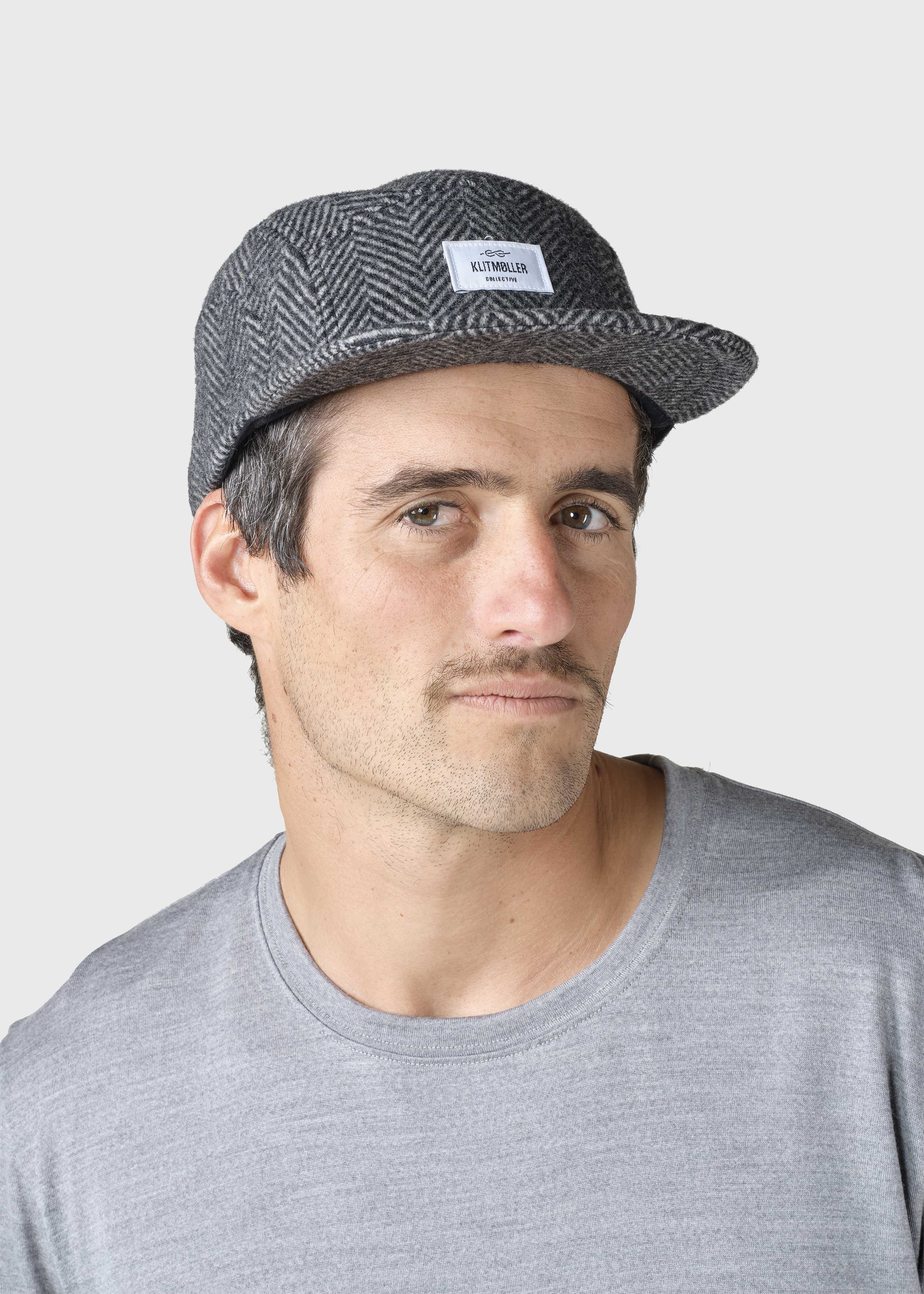 Five panel herringbone cap - Anthracite/black