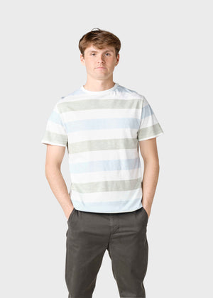 Klitmøller Collective ApS George tee T-Shirts Light blue/Sage stripes