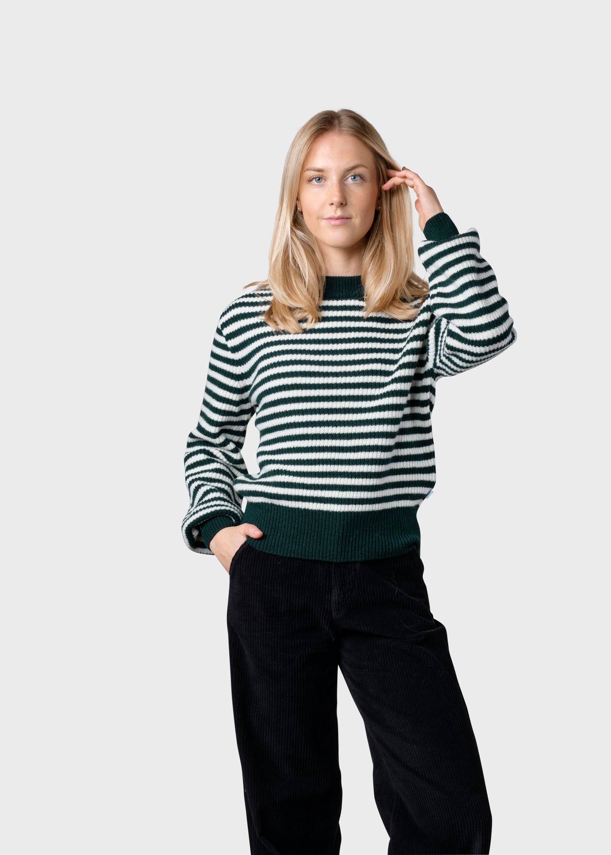 Klitmøller Collective ApS Gunilla knit Knitted sweaters Moss green/cream
