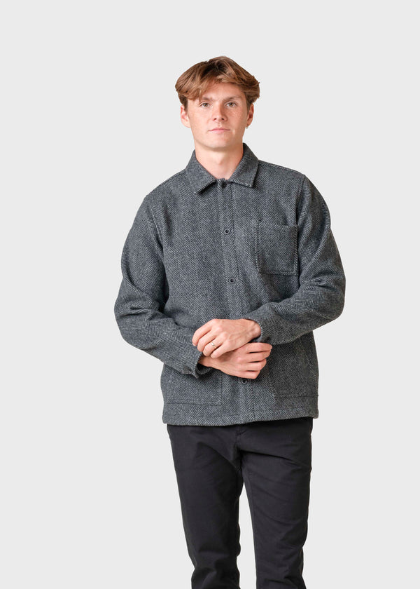 Klitmøller Collective ApS Hans herringbone overshirt Jackets Anthracite/black