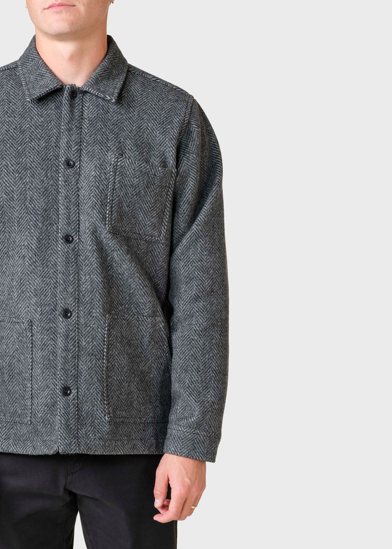 Klitmøller Collective ApS Hans herringbone overshirt Jackets Anthracite/black