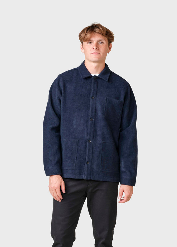 Klitmøller Collective ApS Hans herringbone overshirt Jackets Navy/black