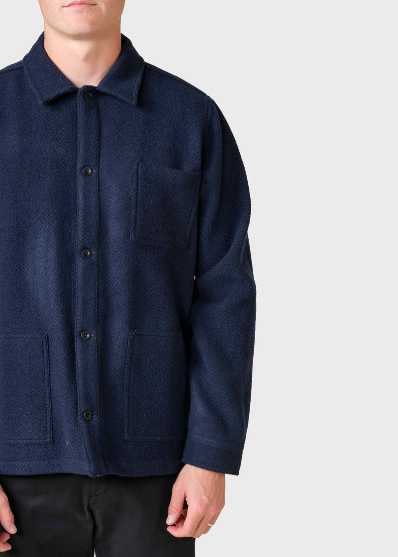 Klitmøller Collective ApS Hans herringbone overshirt Jackets Navy/black