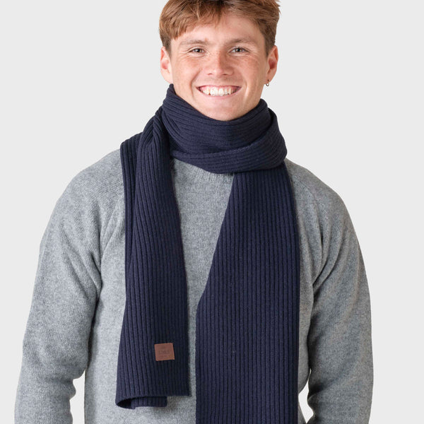 【未使用品】MUFFLER, WOOL-KNIT NAVY Heavy_rib_scarf-Scarfs-KC1231-