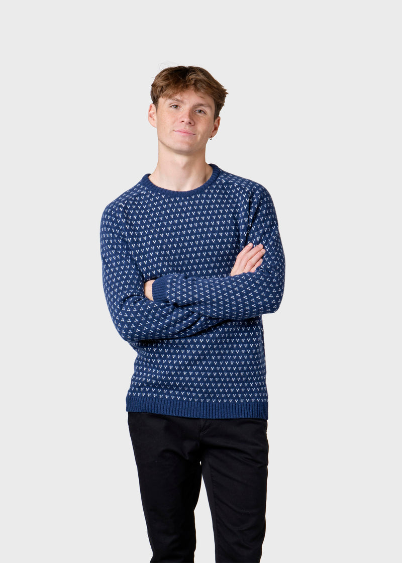 Klitmøller Collective ApS Hugo knit Knitted sweaters Deep blue/cream