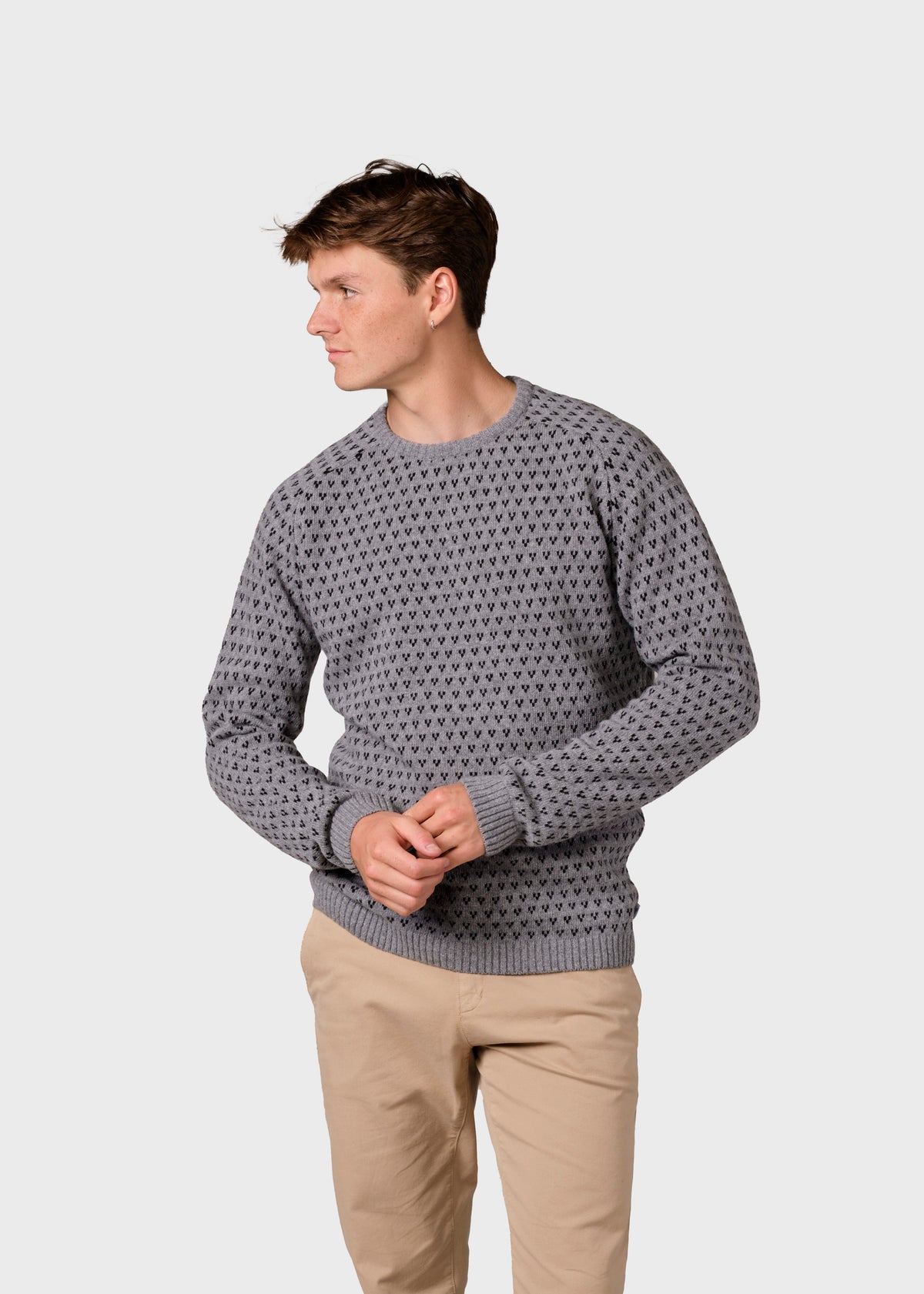 Klitmøller Collective ApS Hugo knit Knitted sweaters Light grey/black