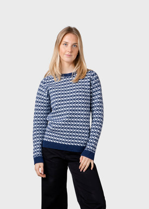 Ida knit - Deep blue/cream