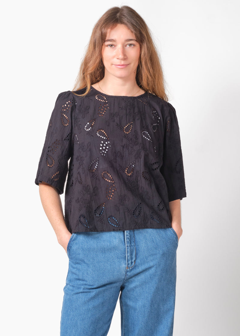 Jonna S/S blouse GOTS - Black – klitmollercollective.com