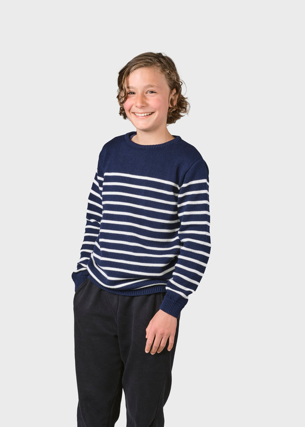 Klitmøller Collective ApS Kids stripe cotton knit Knitted sweaters Navy/cream