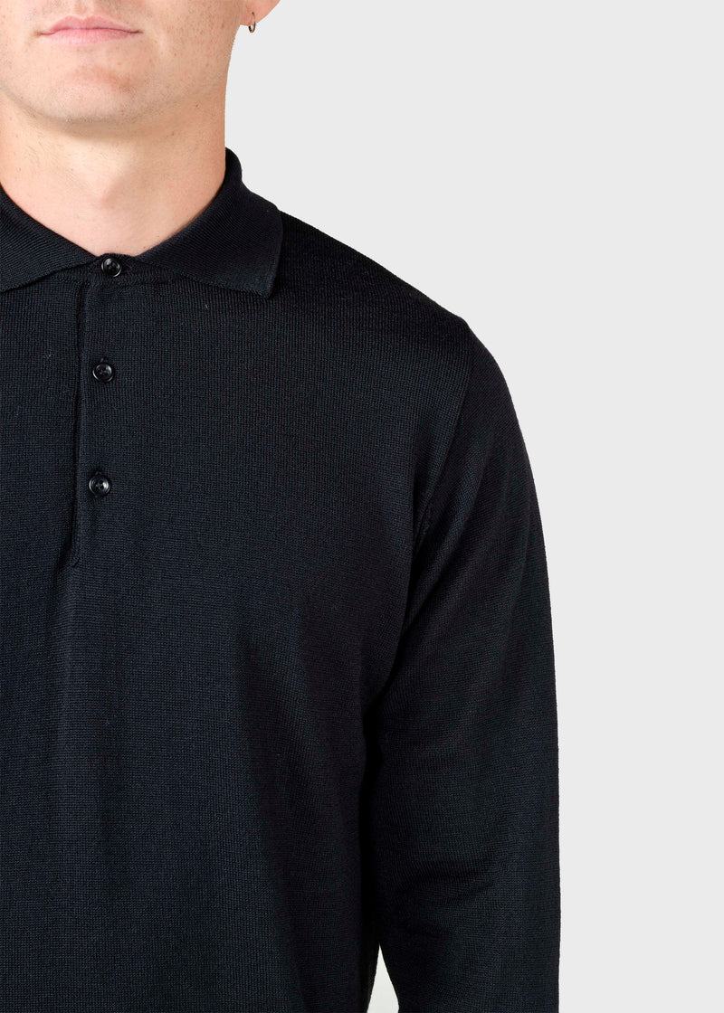 Klitmøller Collective ApS L/S Knit polo Knitted sweaters Black