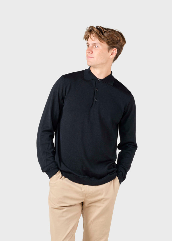 Klitmøller Collective ApS L/S Knit polo Knitted sweaters Black