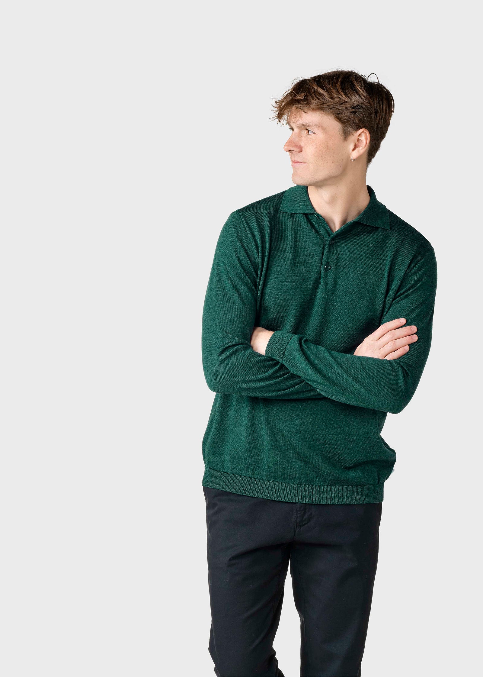 L/S Knit polo - Moss Green – klitmollercollective.com