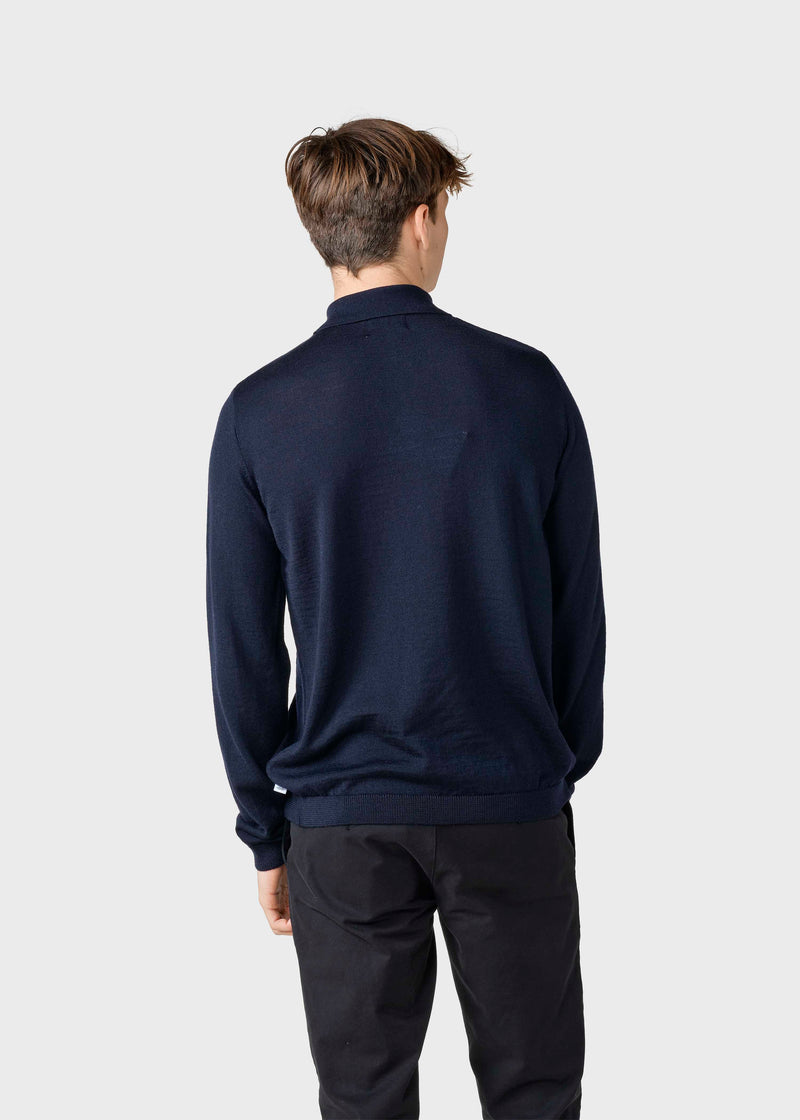 Klitmøller Collective ApS L/S Knit polo Knitted sweaters Navy