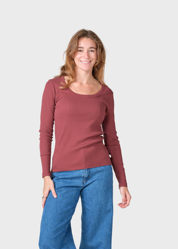 Klitmøller Collective ApS L/S rib tee T-Shirts Burgundy