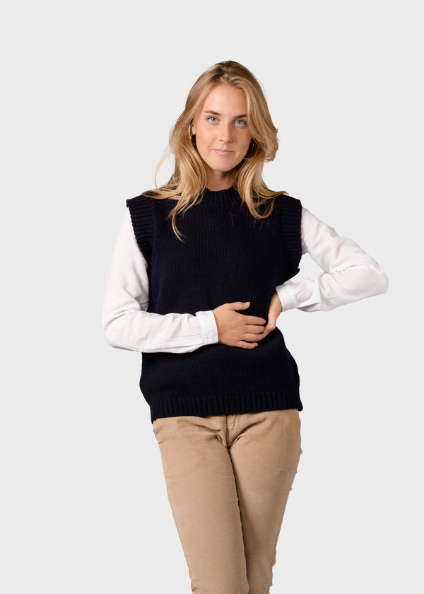 Klitmøller Collective ApS Leah knit vest Knitted sweaters Navy