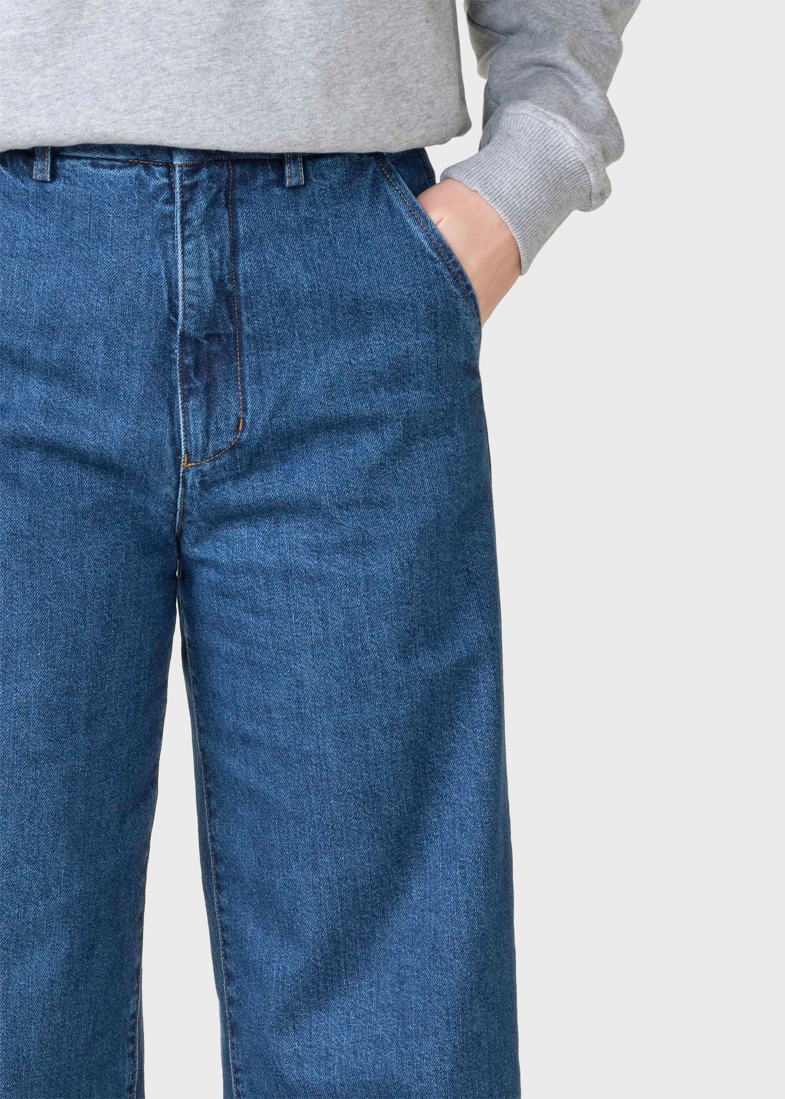 ボトムス HELLO LUPOBrooks Trousers - Blue Denim Lydia denim pants - Dark blue stonewash – klitmollercollective.com