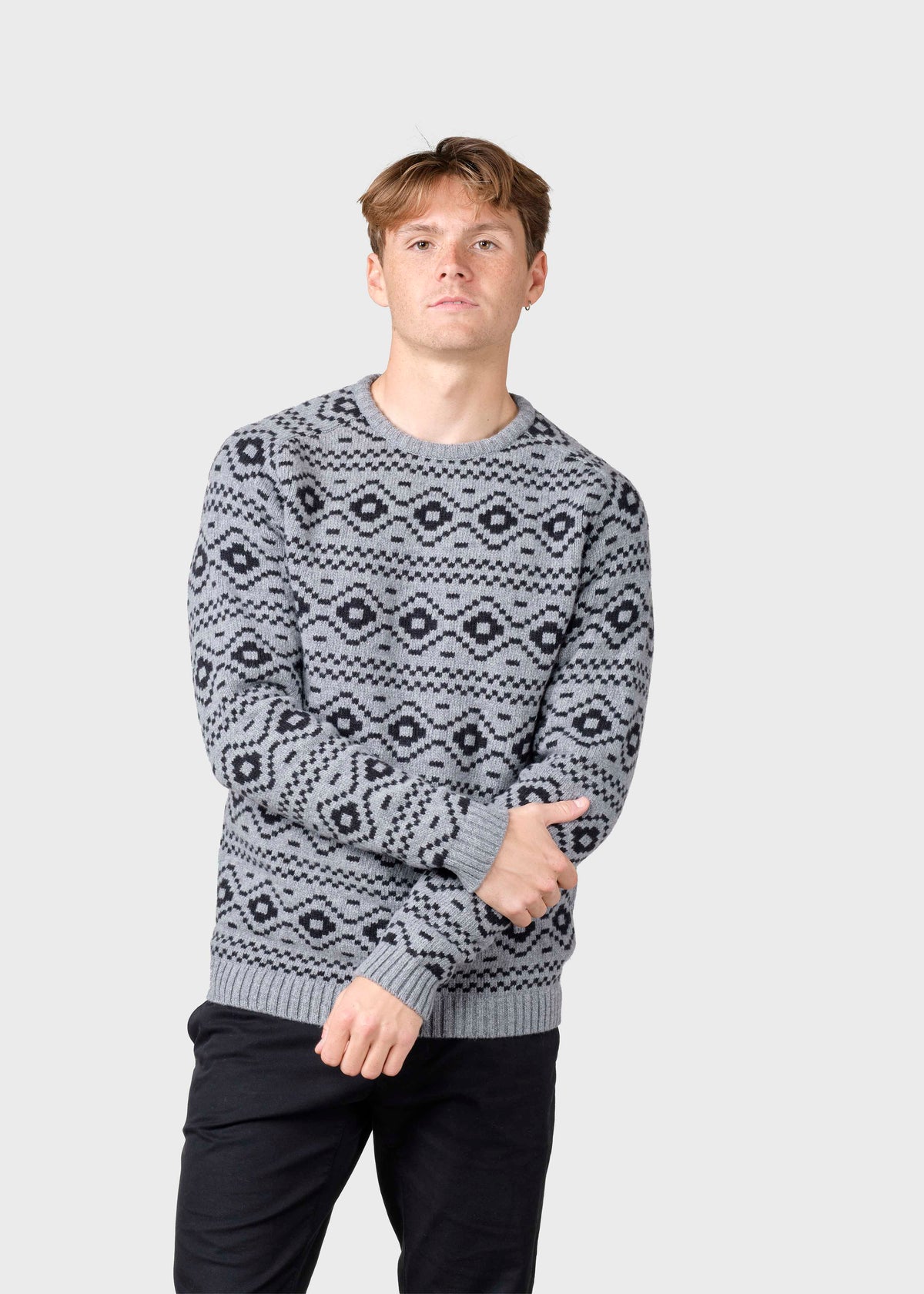 Klitmøller Collective ApS Marlon knit Knitted sweaters Light grey/black