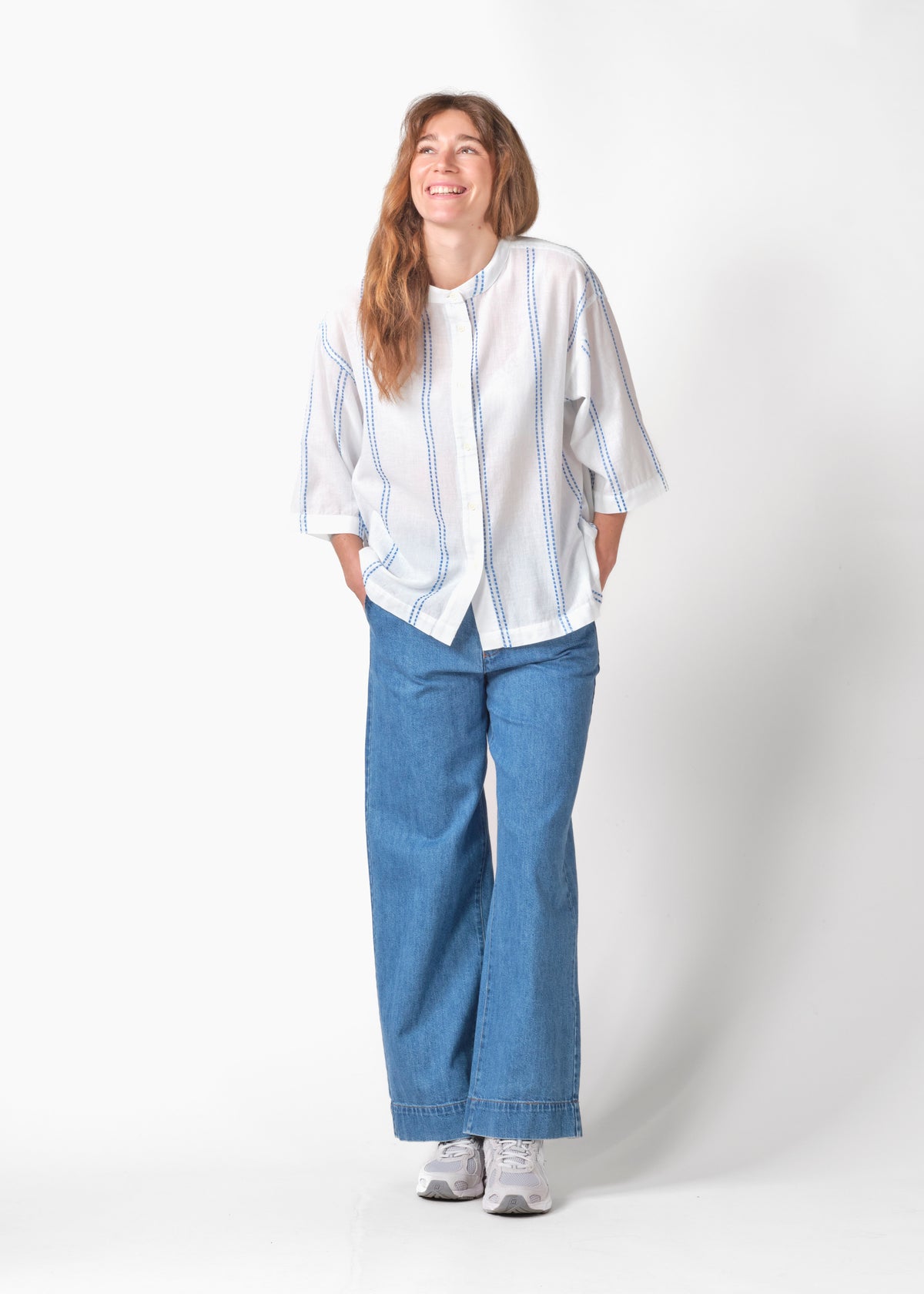 Klitmøller Collective ApS Mary shirt GOTS Shirts White/surf blue