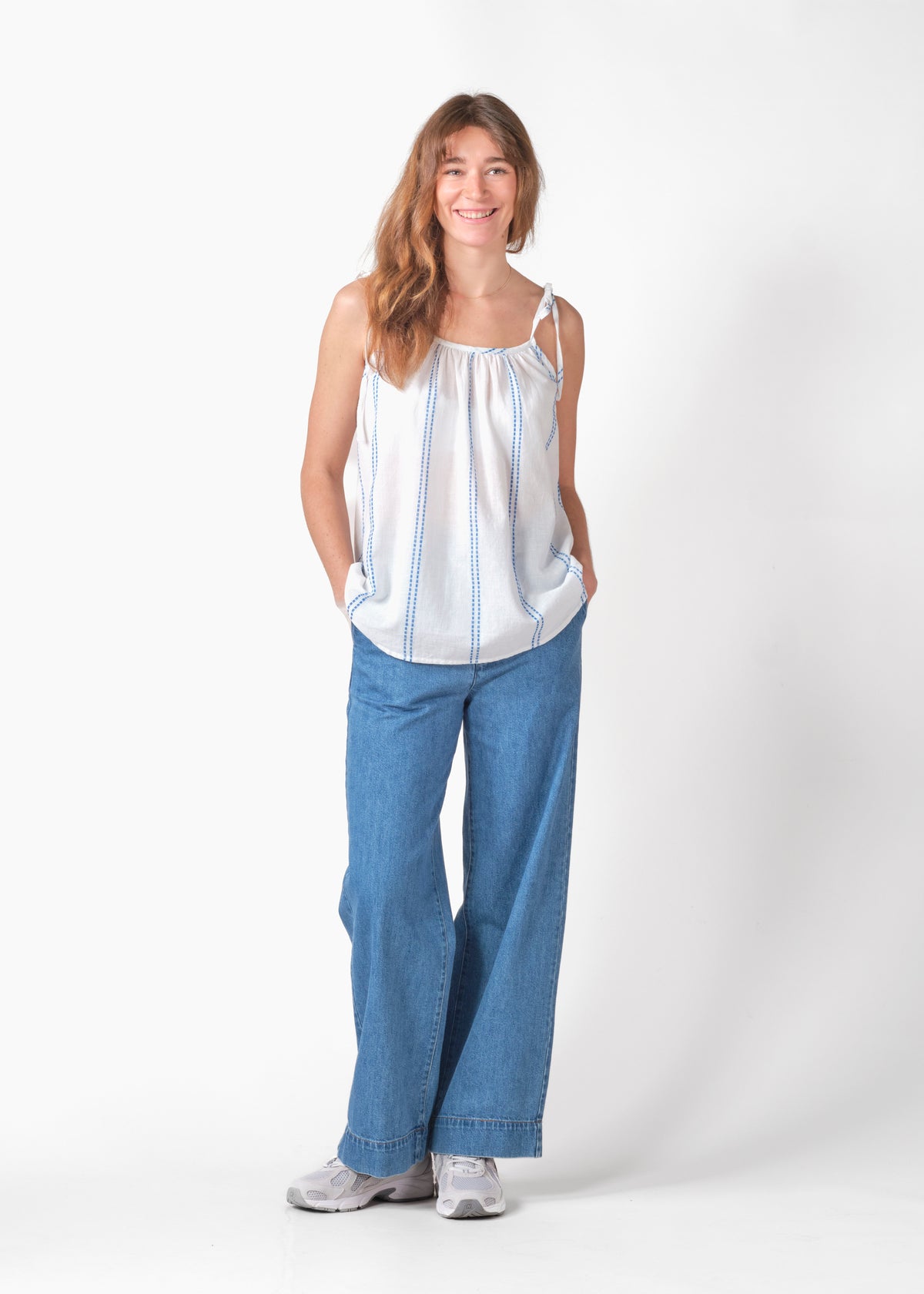 Klitmøller Collective ApS Mary top GOTS T-Shirts White/surf blue