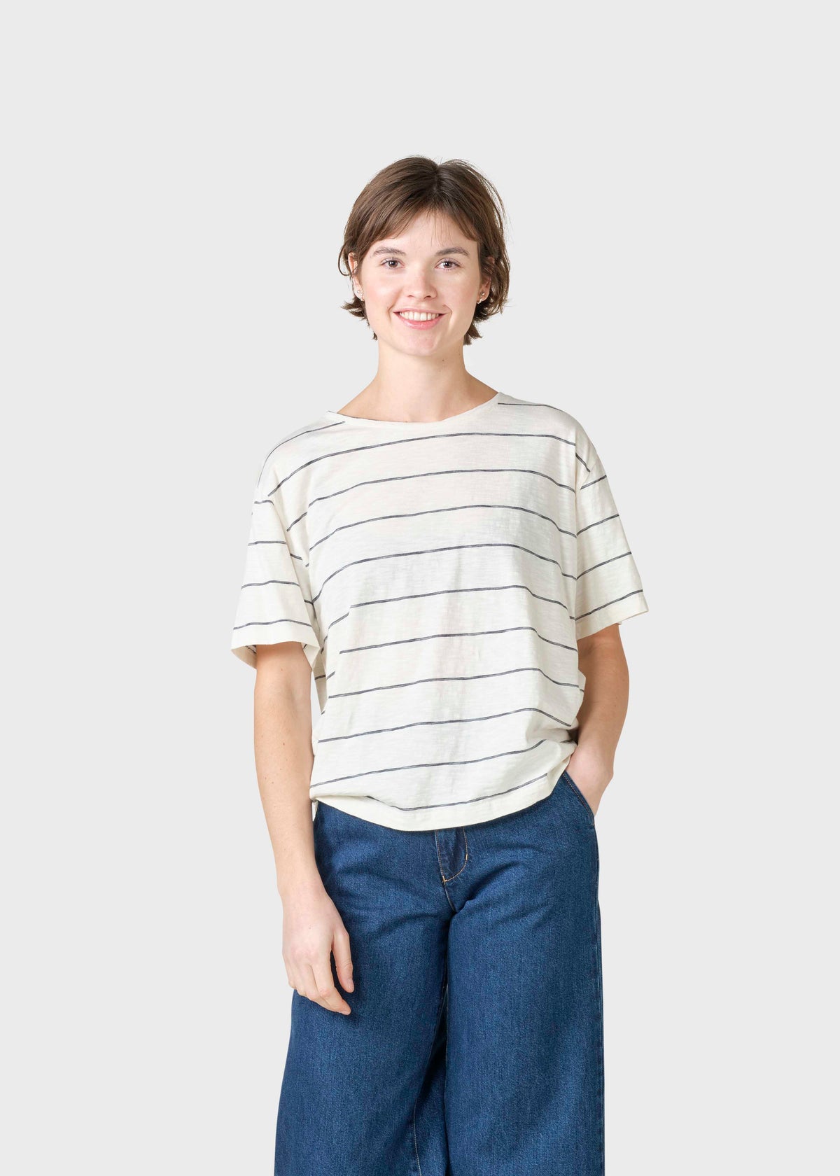Klitmøller Collective ApS Megan tee OCS T-Shirts Cream/navy