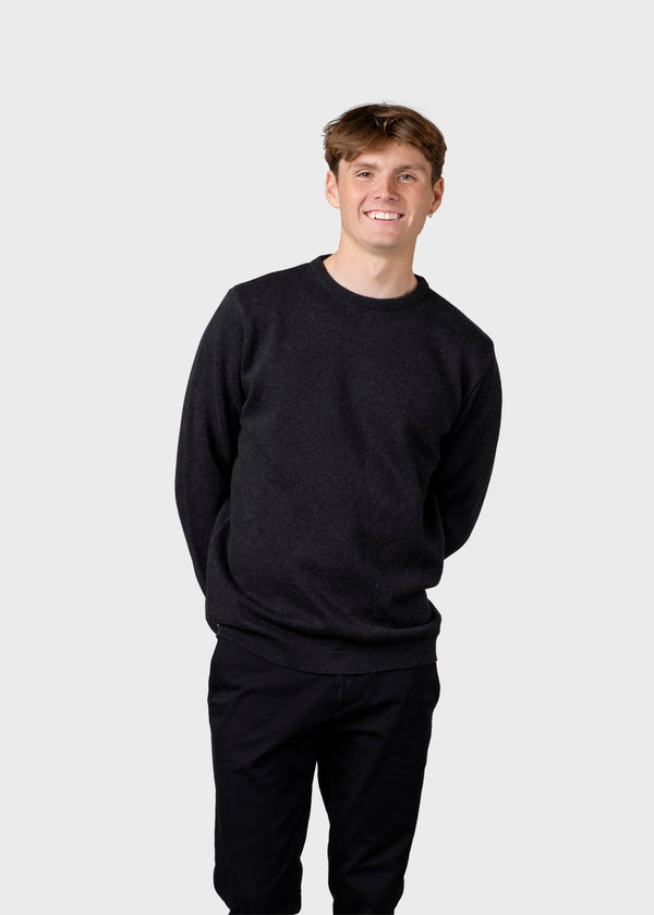 Klitmøller Collective ApS Mens basic cotton knit Knitted sweaters Anthracite