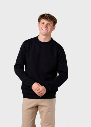 Klitmøller Collective ApS Mens basic cotton knit Knitted sweaters Black