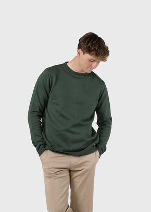 Klitmøller Collective ApS Mens basic cotton knit Knitted sweaters Moss Green