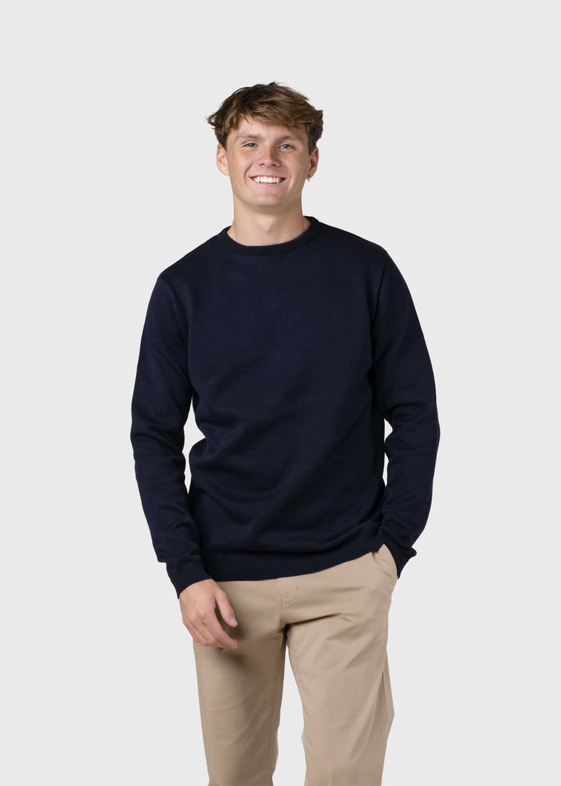 Klitmøller Collective ApS Mens basic cotton knit Knitted sweaters Navy