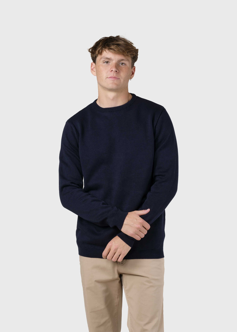 Klitmøller Collective ApS Mens basic cotton knit Knitted sweaters Navy