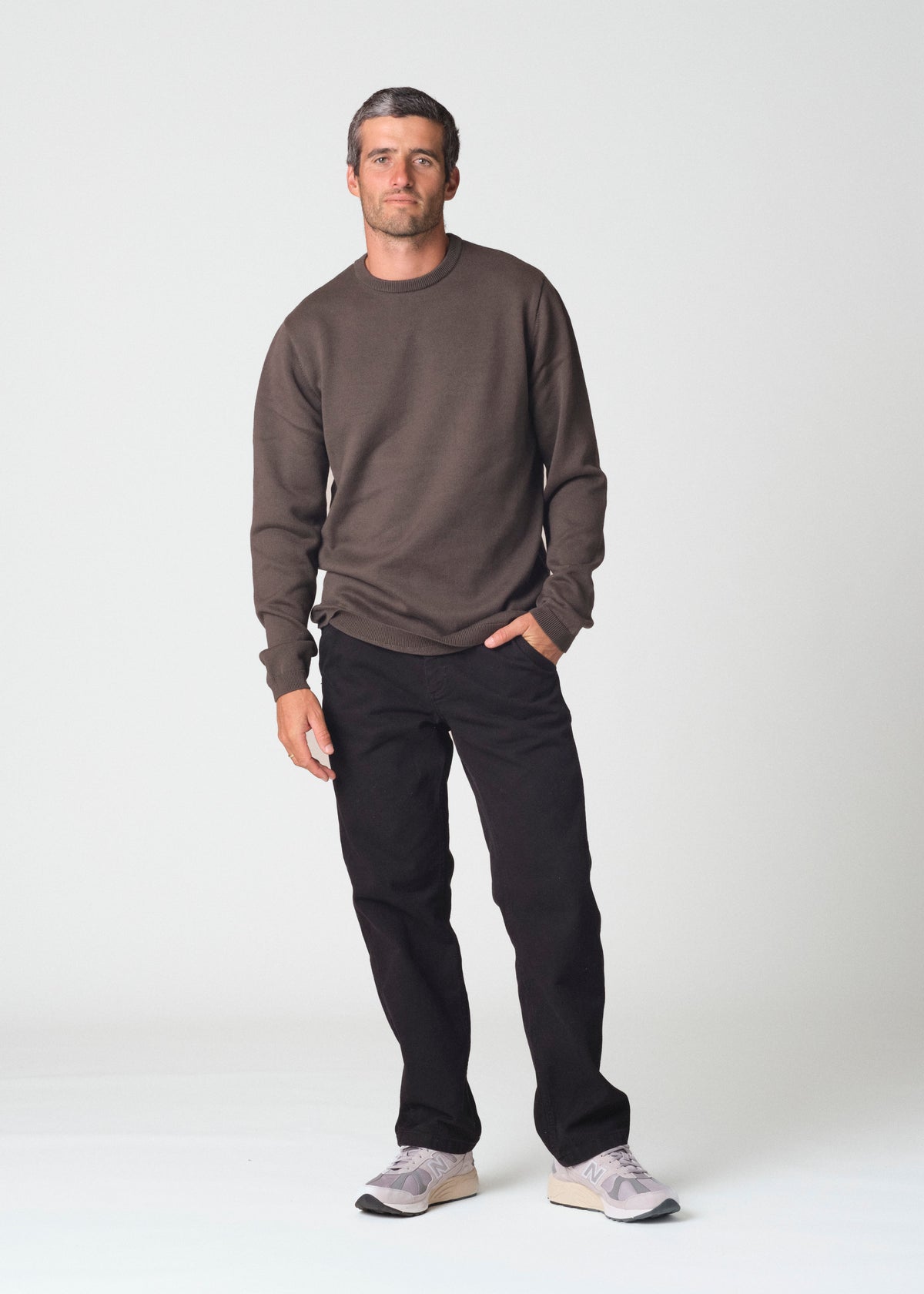 Klitmøller Collective ApS Mens basic cotton knit Knitted sweaters Olive
